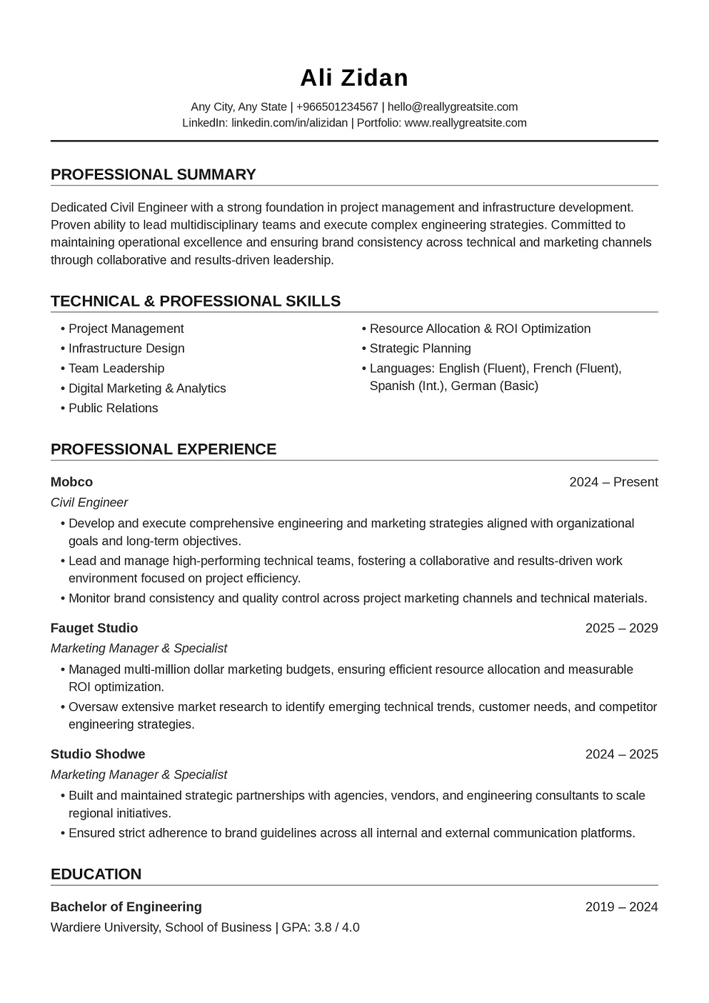 Clean ATS-ready CV after optimization